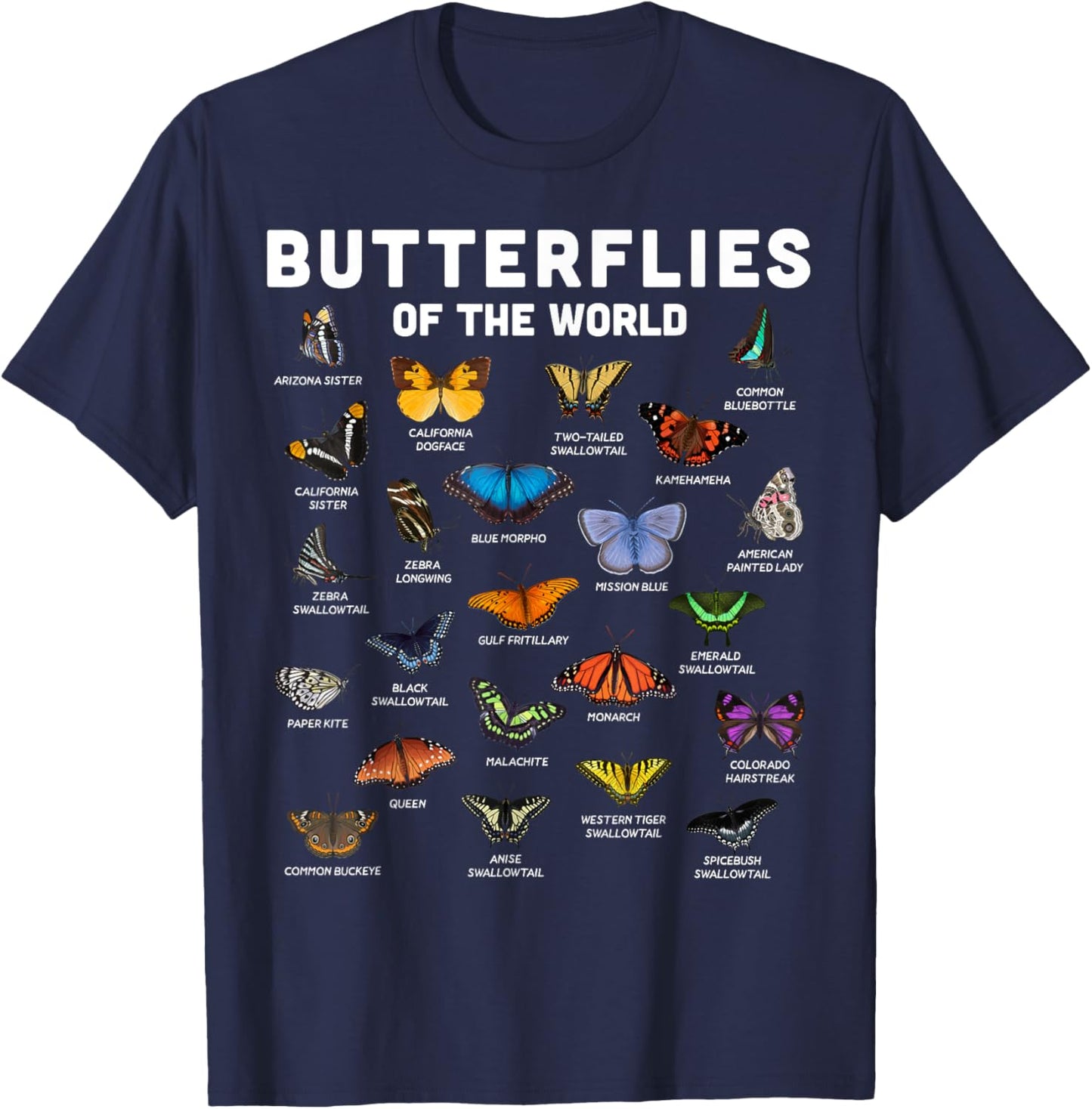 Butterfly Shirt Butterflies Of The World Butterfly Lover T-Shirt - T-Shirt | Navy