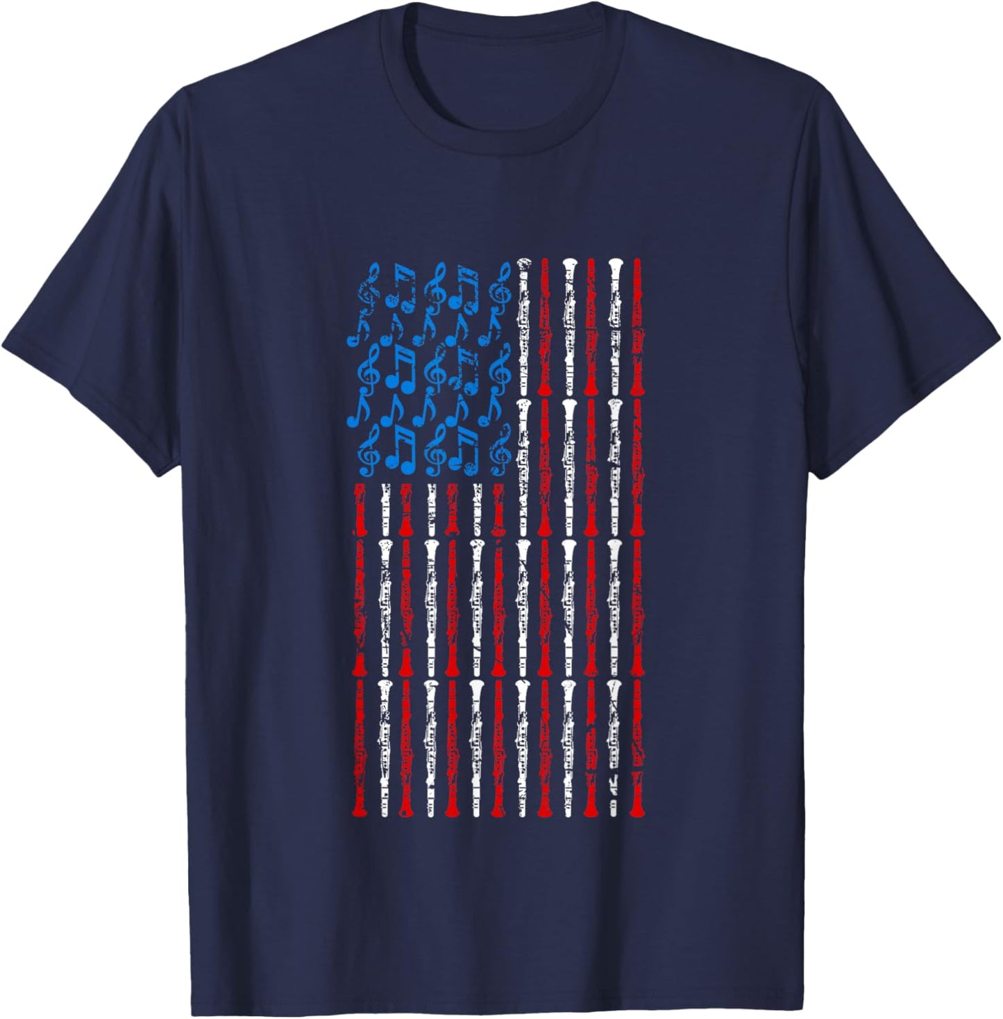 Clarinet American Flag 4th of July Men Women Clarinetist USA T-Shirt - T-Shirt | Navy