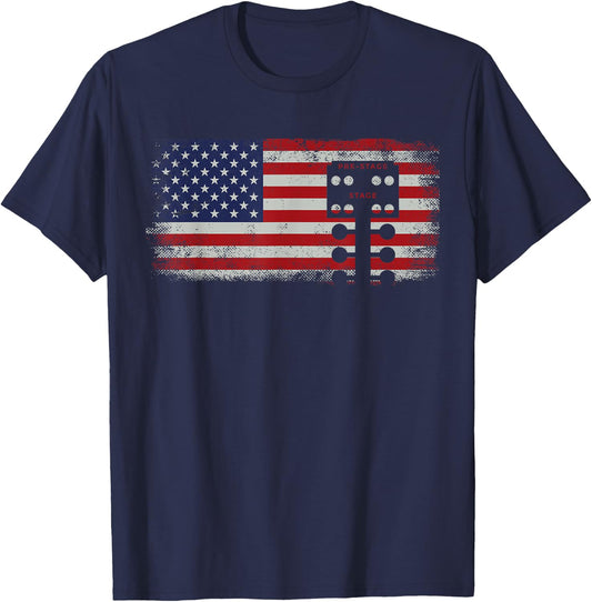 Drag Racing Race Car American Flag Vintage T-Shirt - T-Shirt | Navy