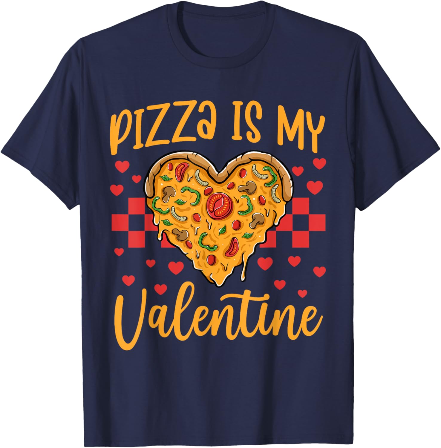 Pizza Is My Valentine Boys Kids Pizza Lover Valentines Day T-Shirt - T-Shirt | Navy