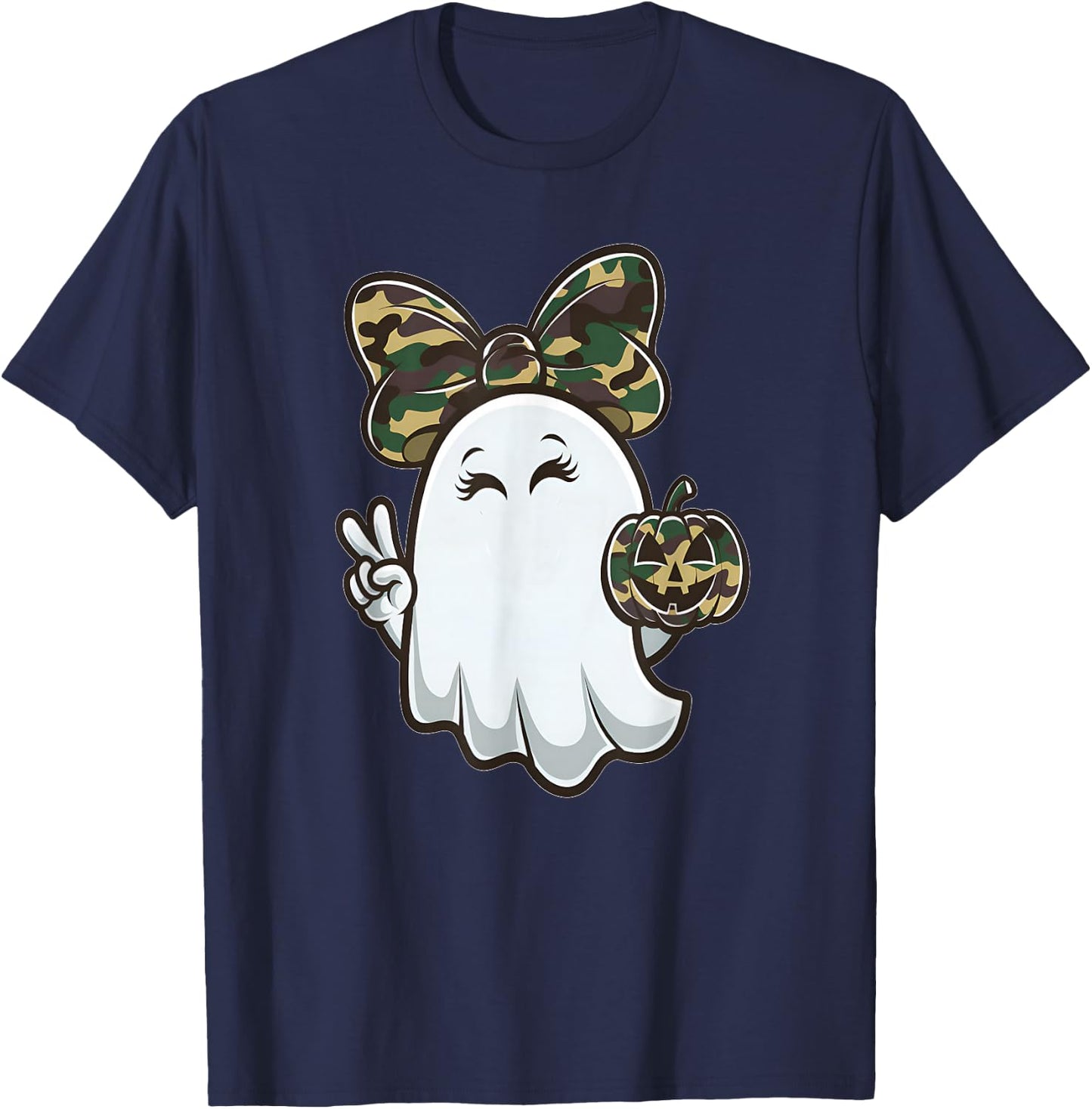 Funny Hello Hunting Season Halloween Camouflage Camo Ghost T-Shirt - T-Shirt | Navy