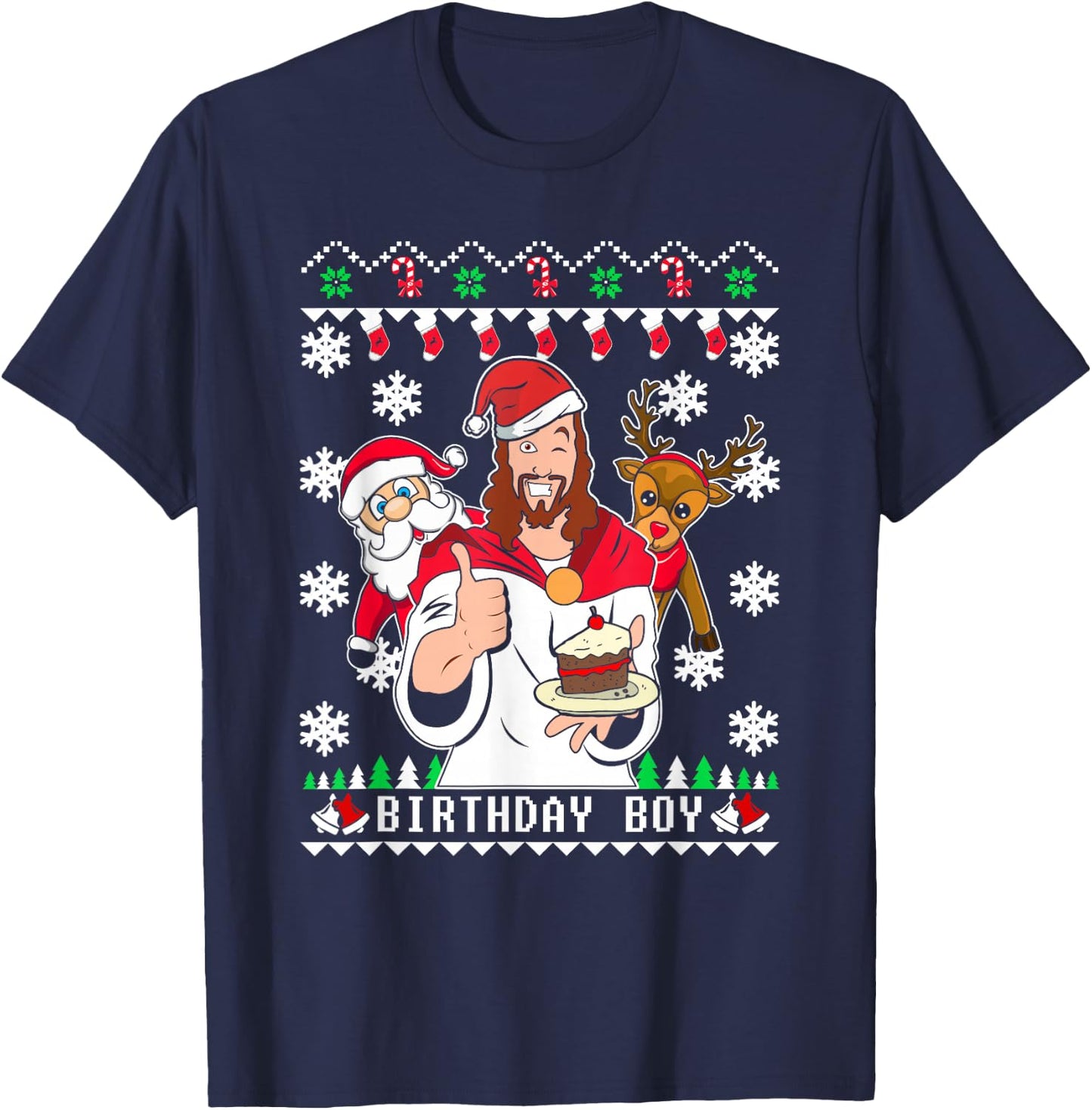 Funny Birthday Boy Men Women Kids Ugly Christmas T-Shirt - T-Shirt | Navy