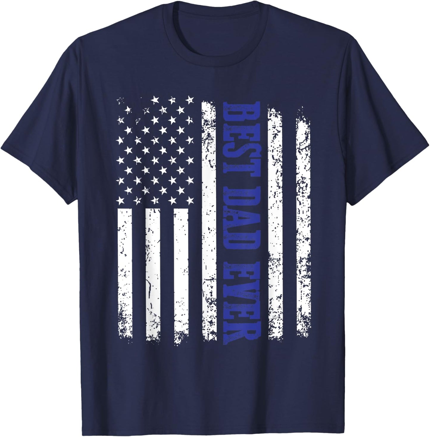 Best Dad Ever American Flag Police Father's Day T-Shirt - T-Shirt | Navy