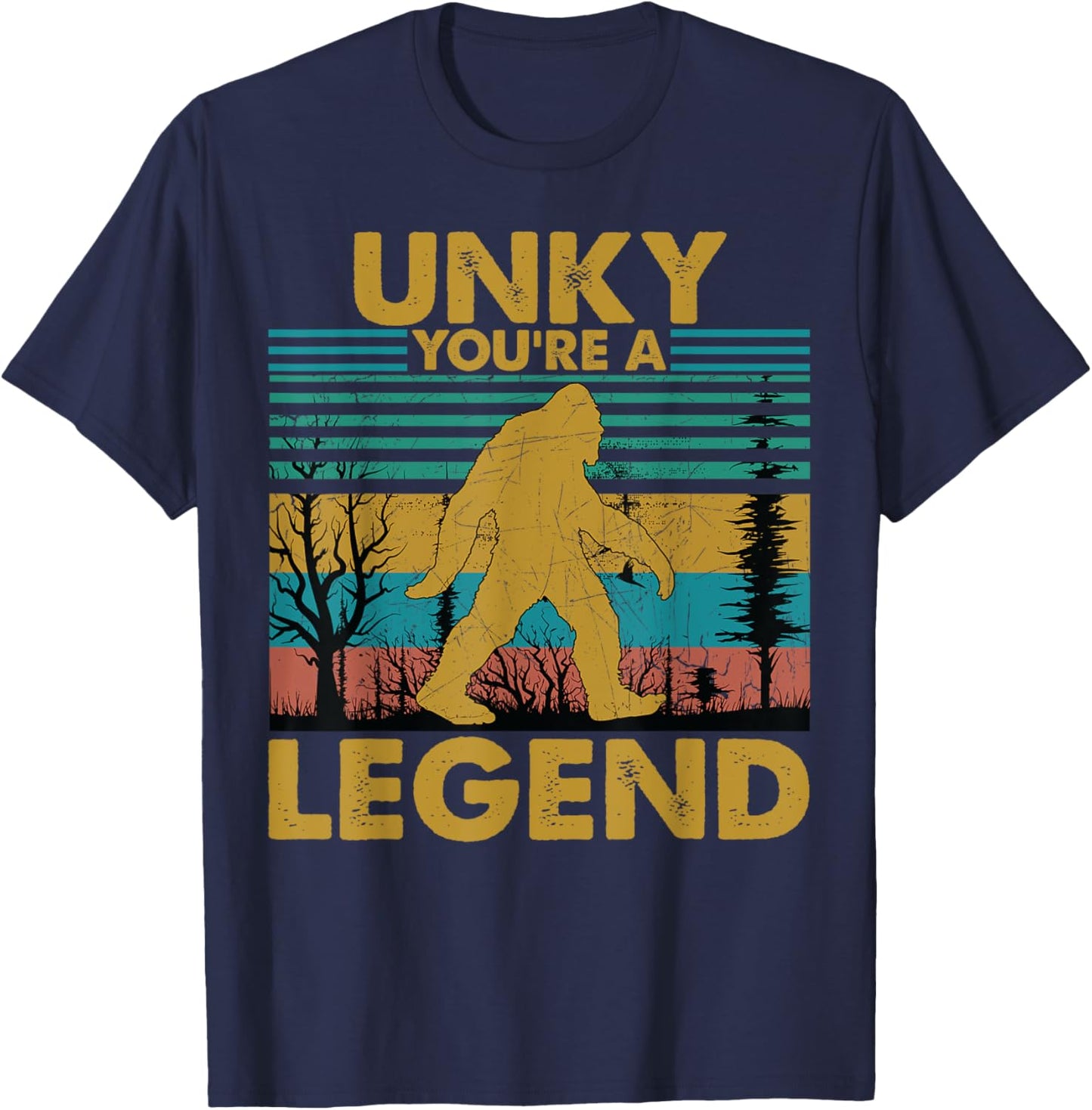 Unky You're A Legend Retro Vintage Bigfoot Uncle T-Shirt - T-Shirt | Navy