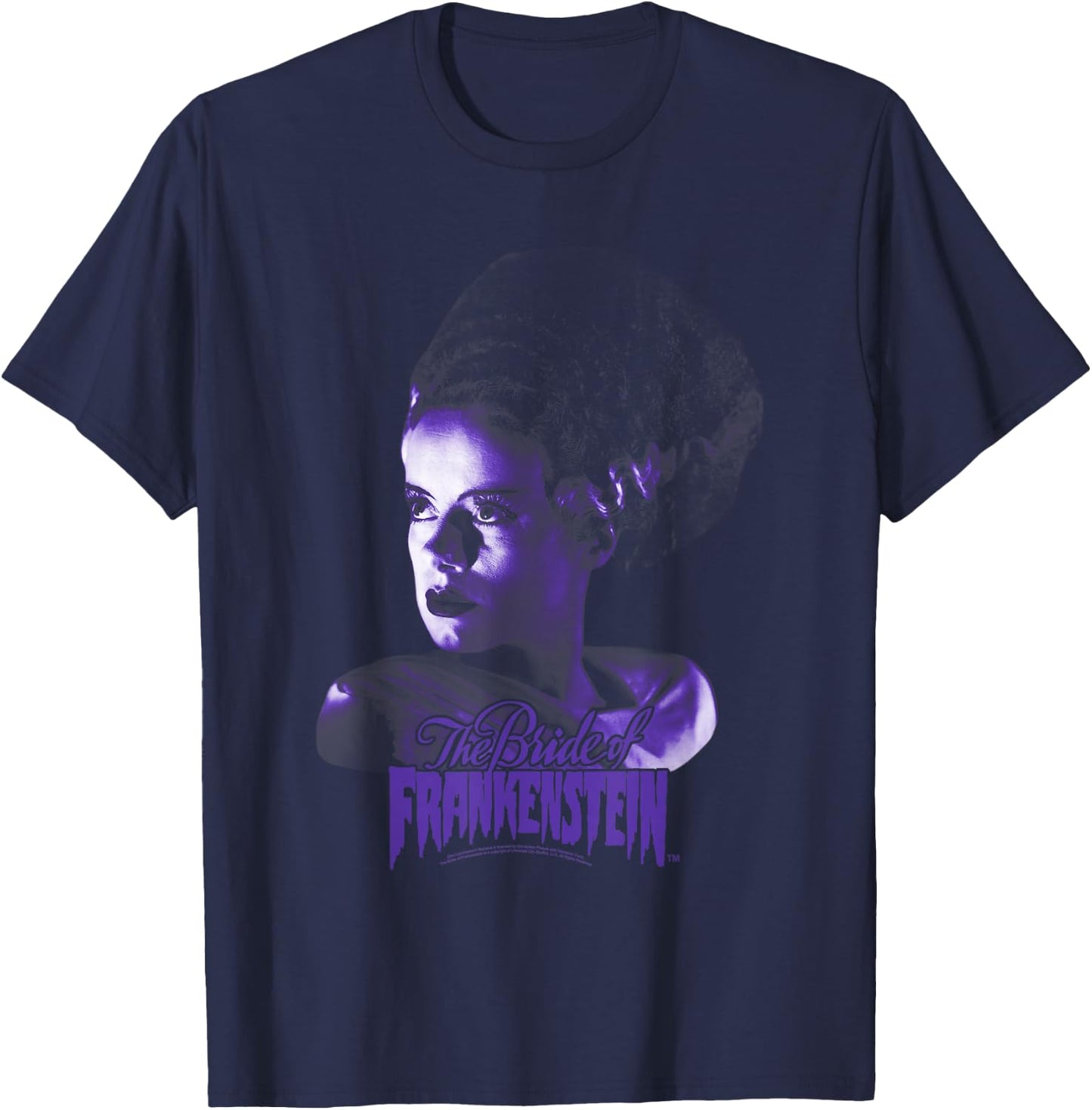 Universal Monsters Bride Of Frankenstein Dark Portrait T-Shirt - T-Shirt | Navy