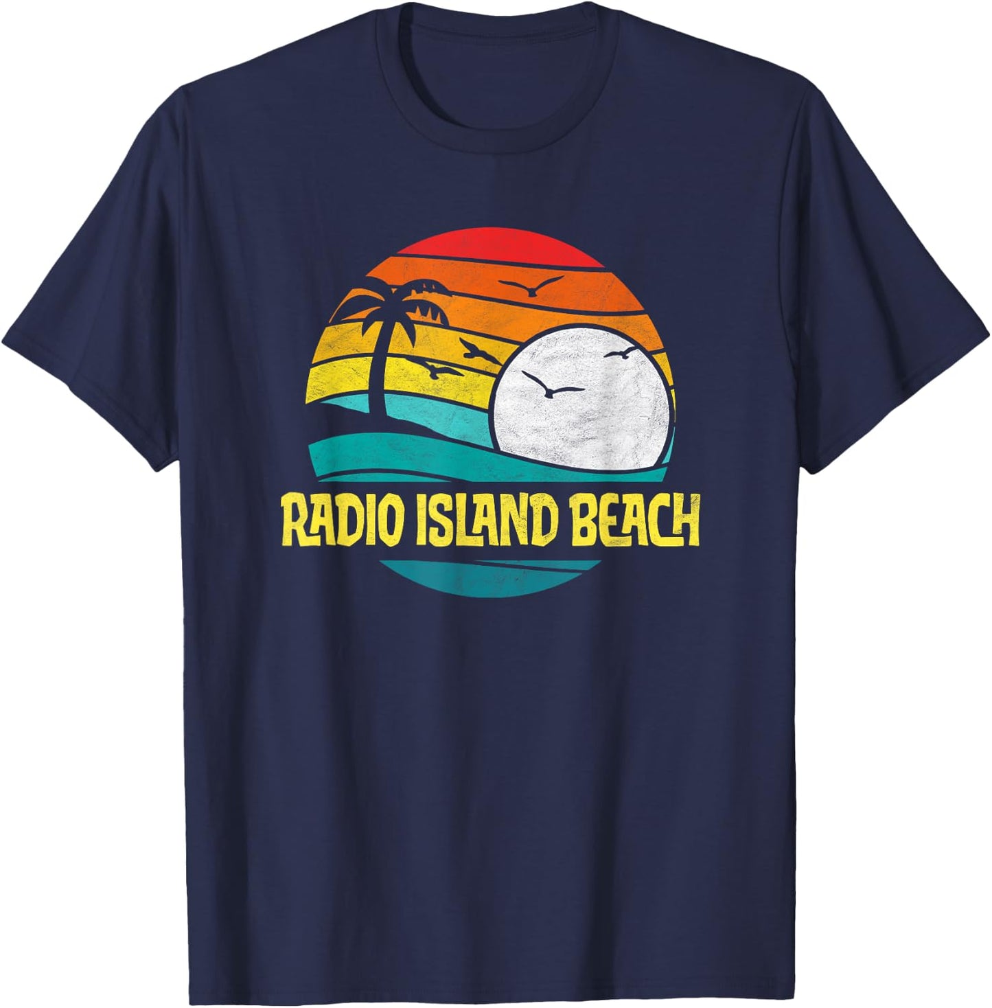Retro Radio Island Beach Sun & Surf Eighties Graphic T-Shirt - T-Shirt | Navy