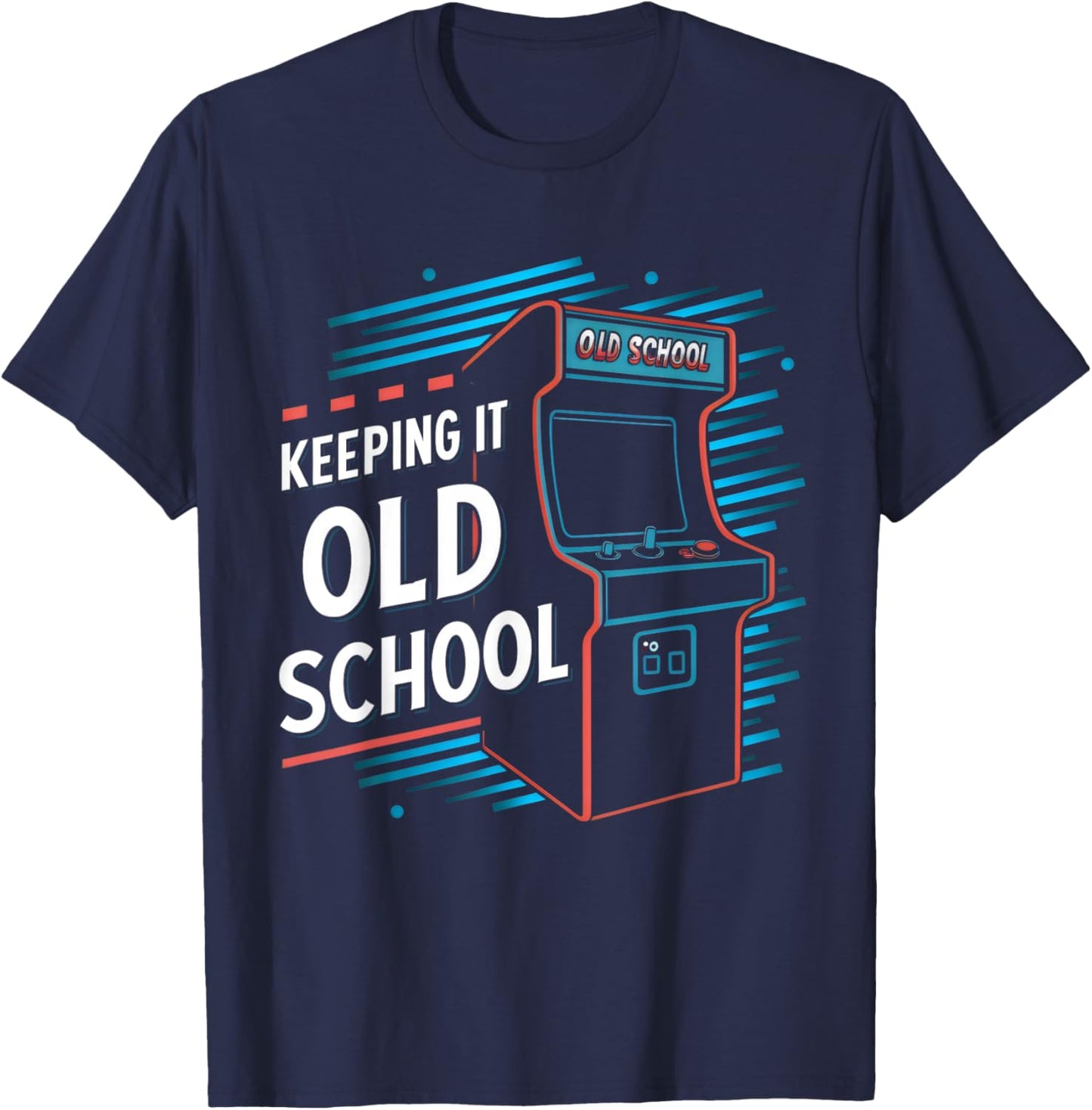 Keeping It Old School Gamer Vintage 80's 90's Arcade Gaming T-Shirt - T-Shirt | Navy