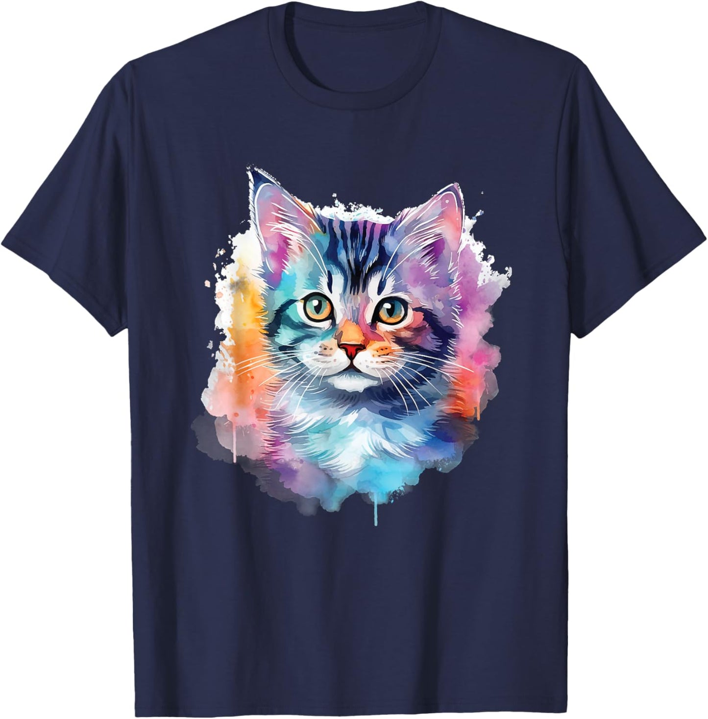 Colorful Cat - Cat Lover Kitten Owner Kitty Women Girls Kids T-Shirt - T-Shirt | Navy