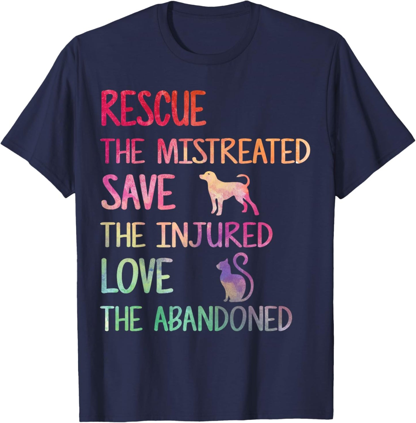 RESCUE SAVE LOVE PET Animal Shelter Volunteer Gifts T-Shirt - T-Shirt | Navy