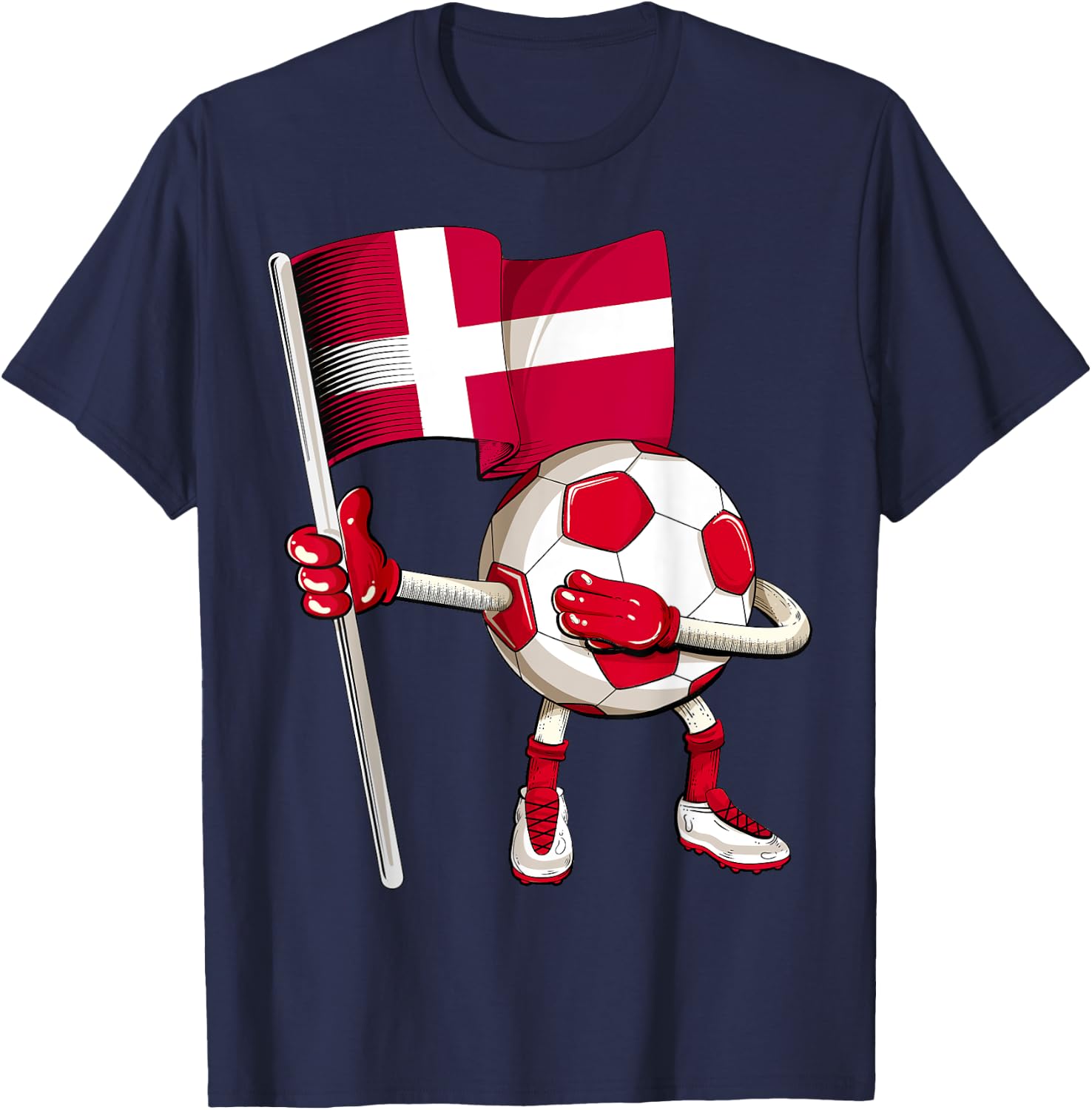 Denmark Soccer Jersey Danish Flag Football Dab Funny T-Shirt - T-Shirt | Navy