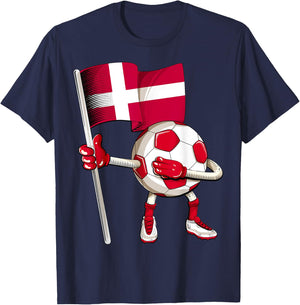 Denmark Soccer Jersey Danish Flag Football Dab Funny T-Shirt - T-Shirt | Navy