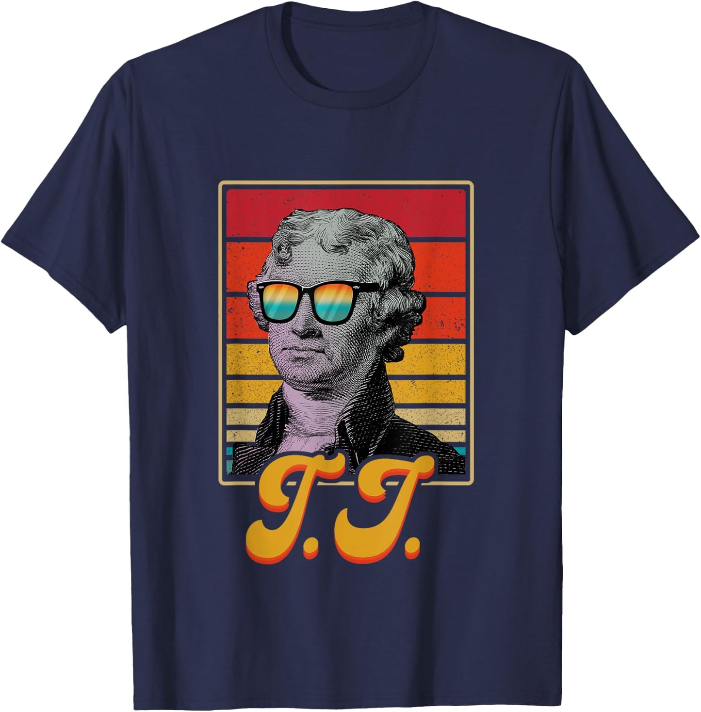 T.J. President Thomas Jefferson Retro Patriotic 4th Of July Men T-Shirt - T-Shirt | Navy