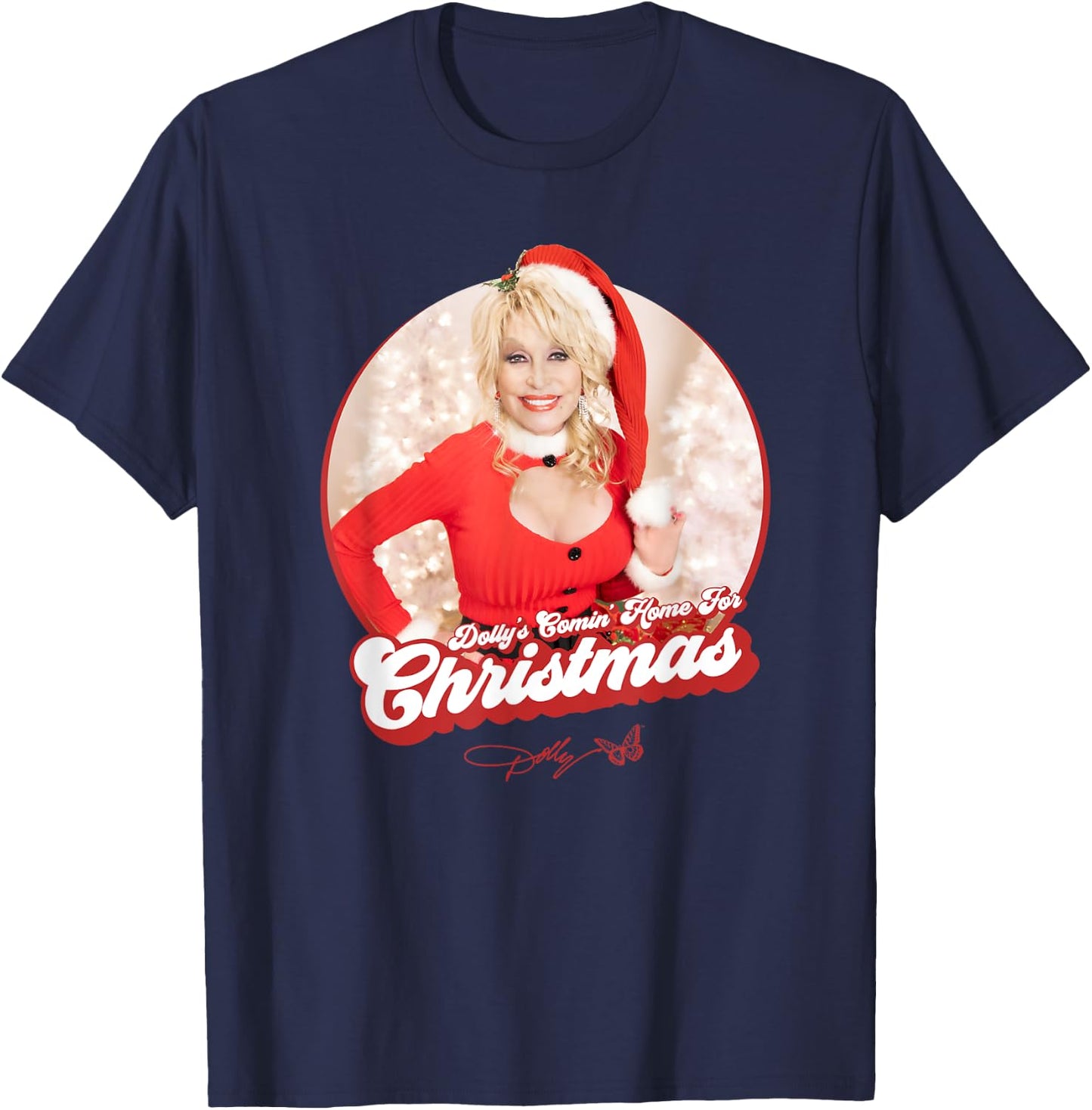 Dolly Parton's Comin' Home for Christmas -Adults - Black, Small T-Shirt - T-Shirt | Navy