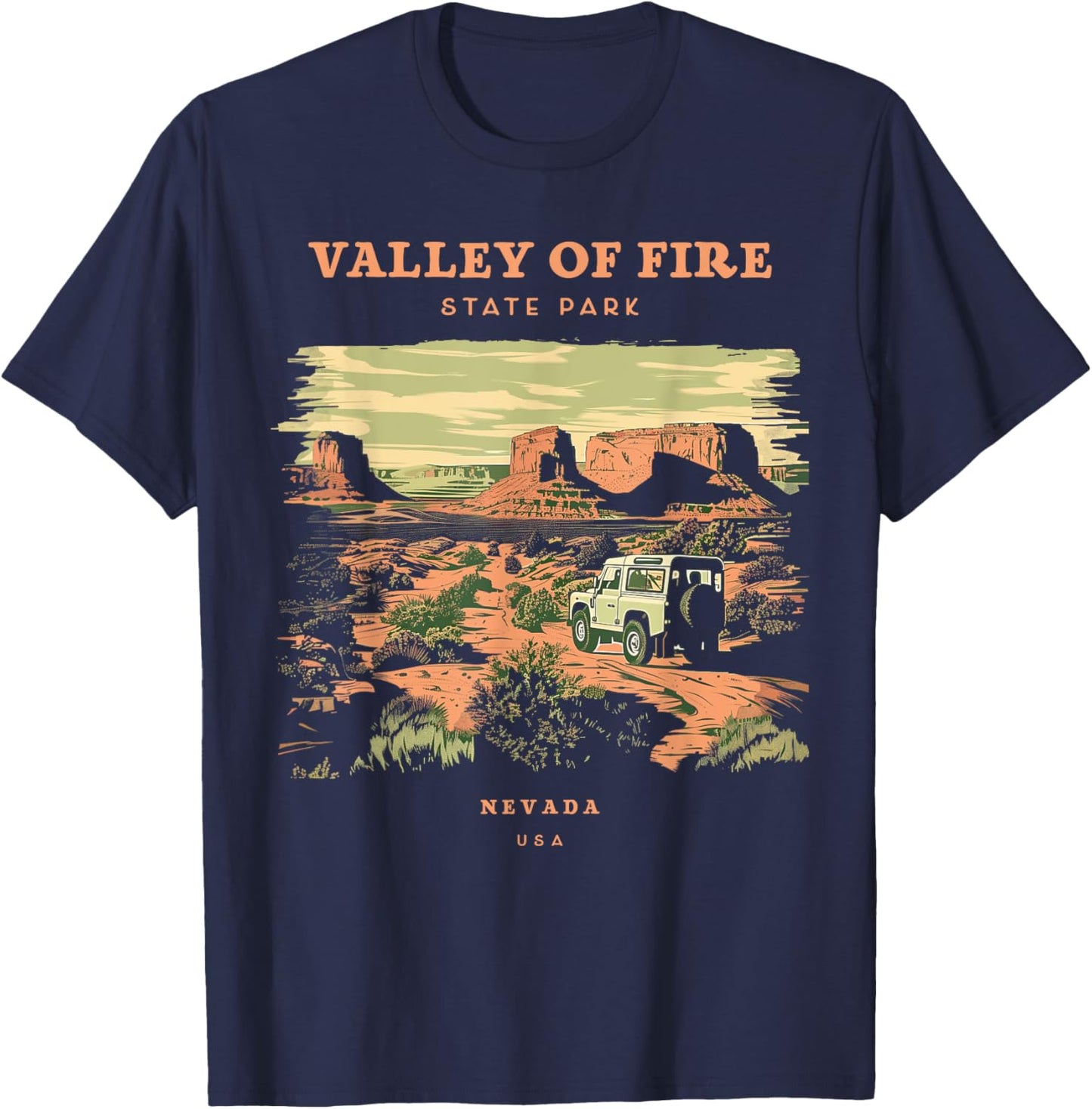 Valley of Fire State Park Nevada Retro Vintage T-Shirt - T-Shirt | Navy