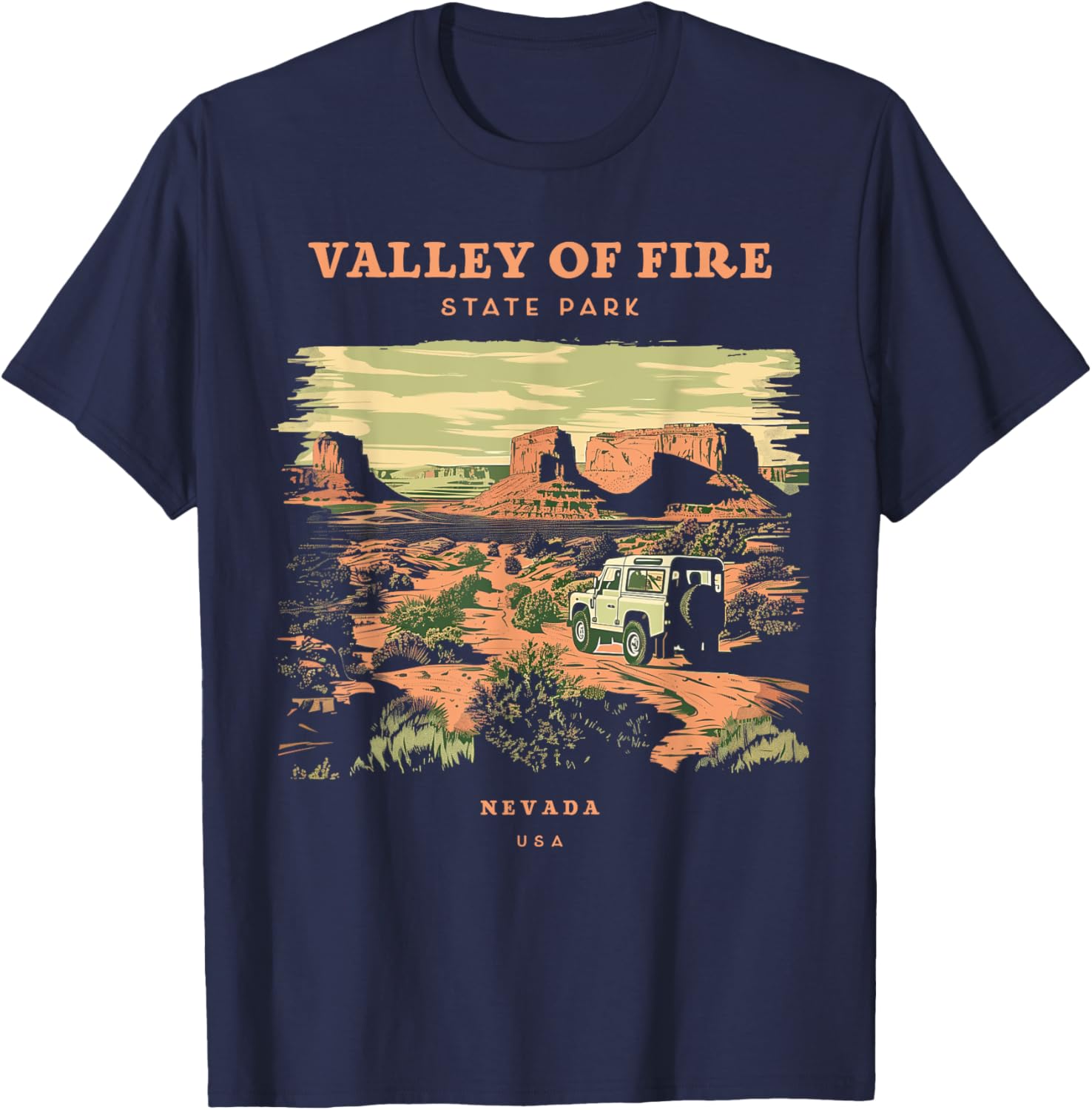 Valley of Fire State Park Nevada Retro Vintage T-Shirt - T-Shirt | Navy