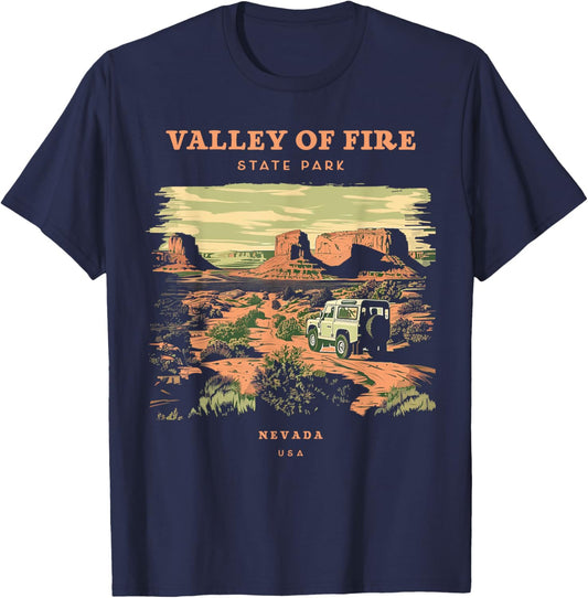 Valley of Fire State Park Nevada Retro Vintage T-Shirt - T-Shirt | Navy