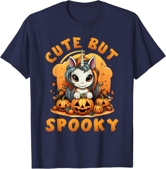 Cute Unicorn Halloween, Cute But Spooky Unicorn Girls T-Shirt - T-Shirt | Navy