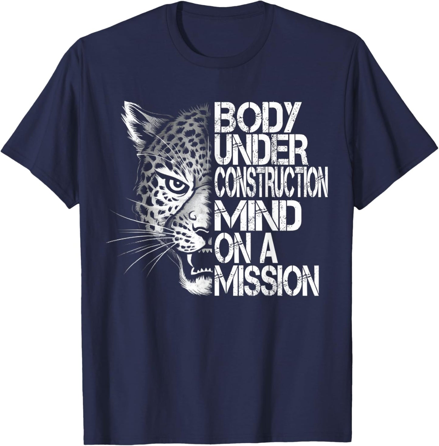 Tiger Gym Lovers Men Women Workout Body under construction T-Shirt - T-Shirt | Navy