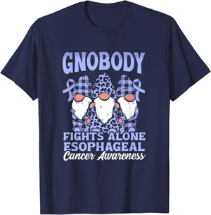 Gnobody Fights Alone Esophagus Esophageal Cancer Awareness T-Shirt - T-Shirt | Navy