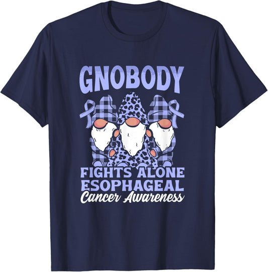 Gnobody Fights Alone Esophagus Esophageal Cancer Awareness T-Shirt - T-Shirt | Navy
