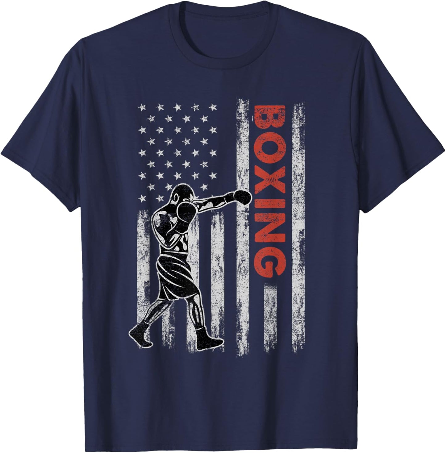 Boxing Lovers Vintage American Flag 4th Of July Gift Kids Men T-Shirt - T-Shirt | Navy