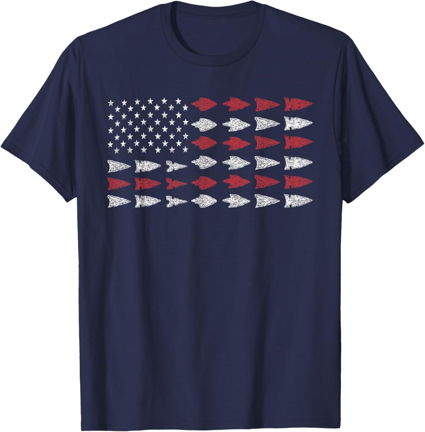 Arrowhead Hunting USA Flag Arrowhead Hunter T-Shirt - T-Shirt | Navy