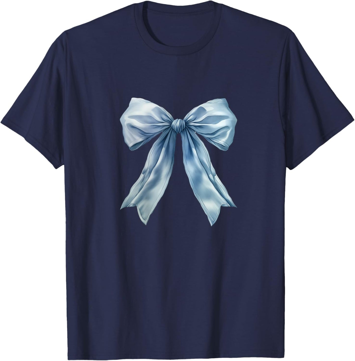 Baby Blue Bow Cute Coquette y2k Clean Girl Aesthetic Women T-Shirt - T-Shirt | Navy