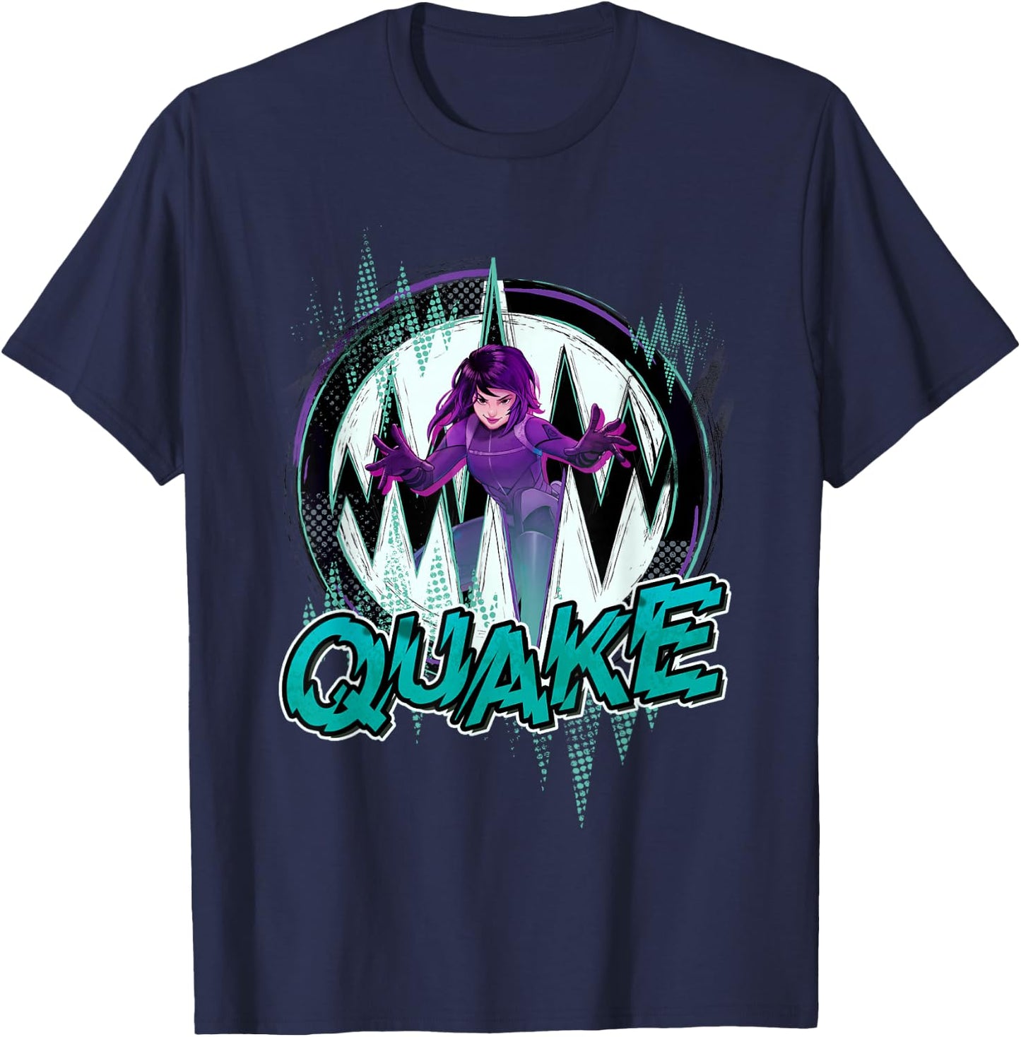 Marvel Rising Secret Warriors Quake Action Pose Logo T-Shirt - T-Shirt | Navy