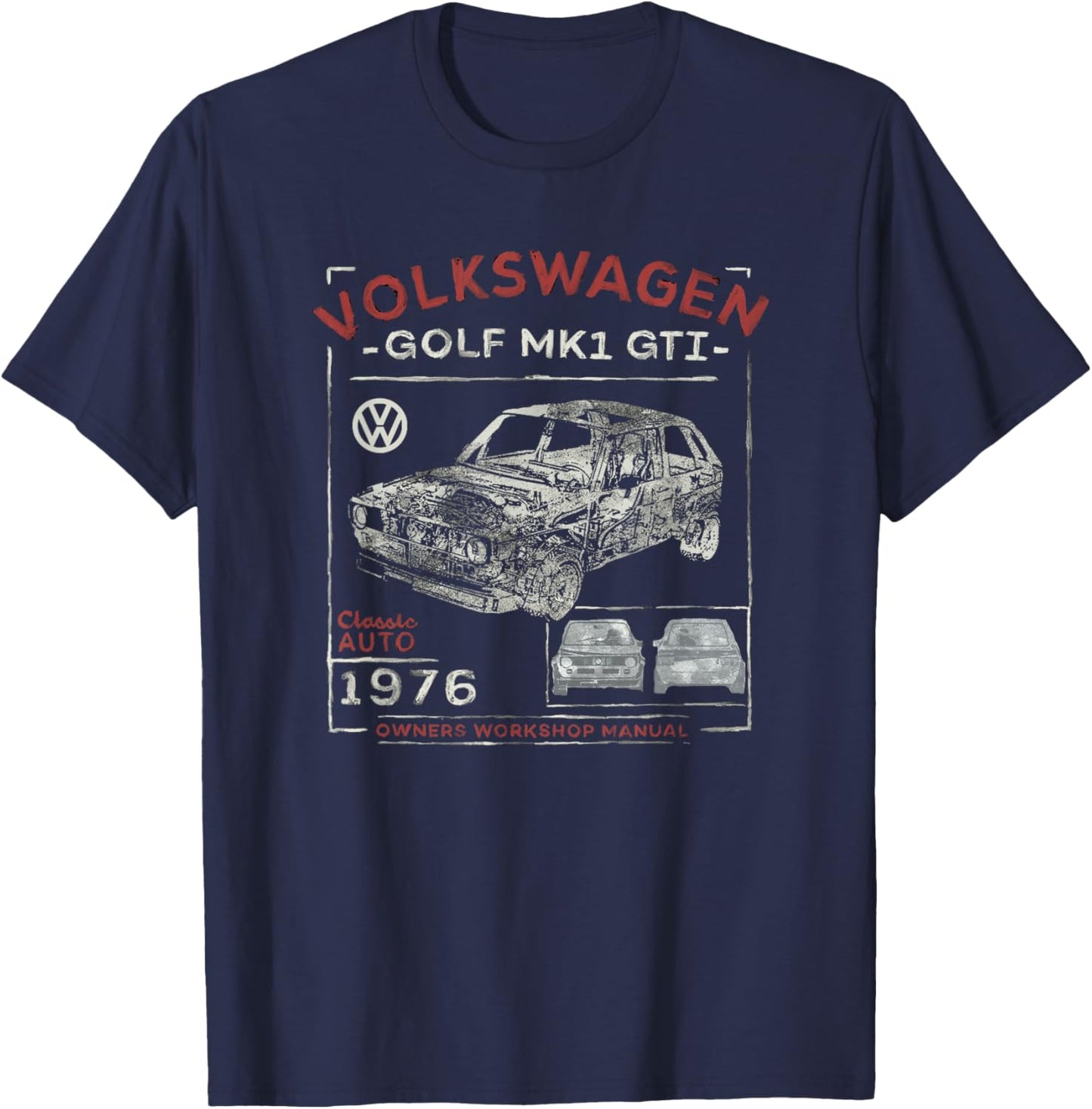 Volkswagen Golf MK1 GTI Owners Workshop Manual T-Shirt - T-Shirt | Navy