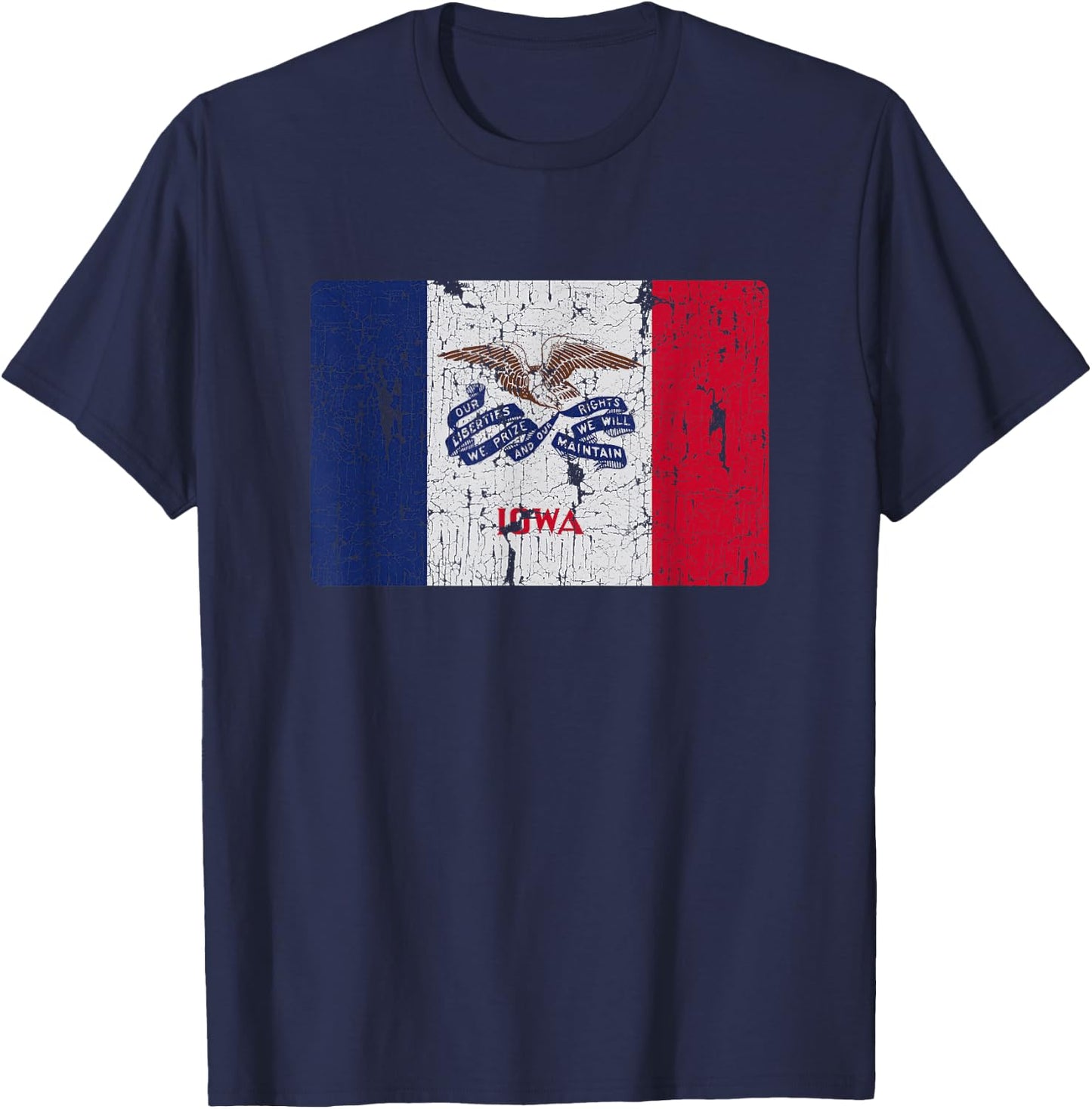 Vintage Iowa Flag IA Souvenir T-Shirt - T-Shirt | Navy