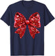 Red Coquette Bow Disco Ball Christmas Holiday Women Girl Kid T-Shirt - T-Shirt | Navy