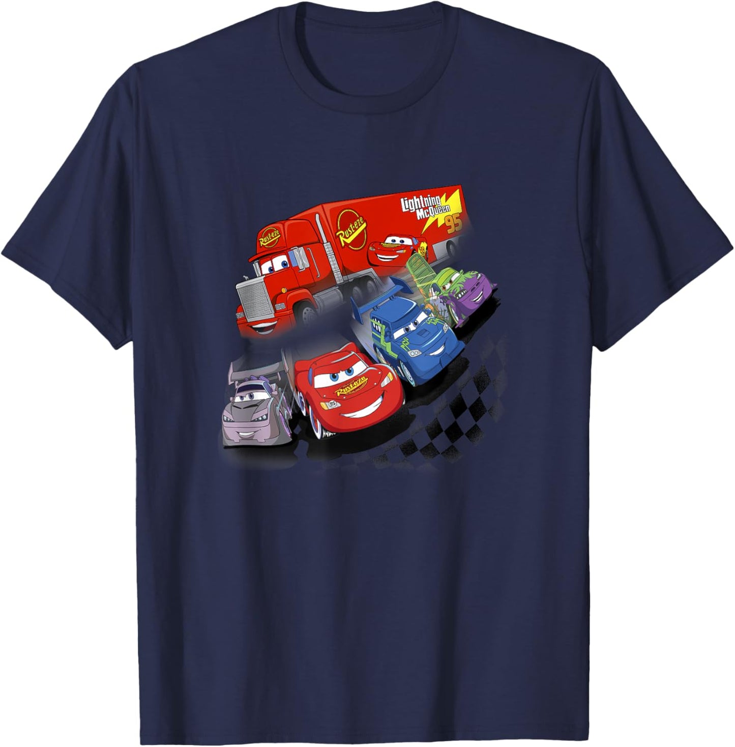 Disney Pixar Cars Mac & Lightning VS Delinquent Road Hazards T-Shirt - T-Shirt | Navy
