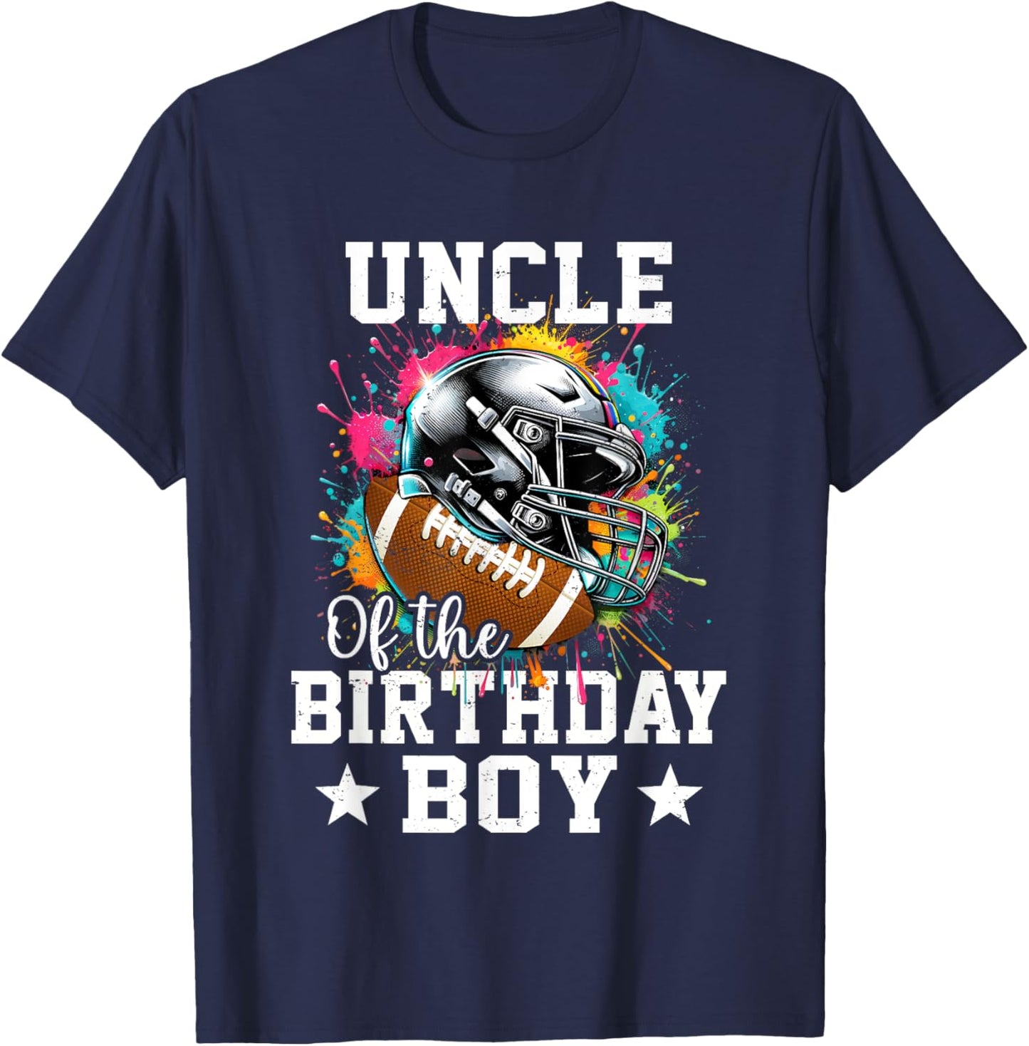 Uncle Of The Birthday Boy Football Lover First Birthday T-Shirt - T-Shirt | Navy