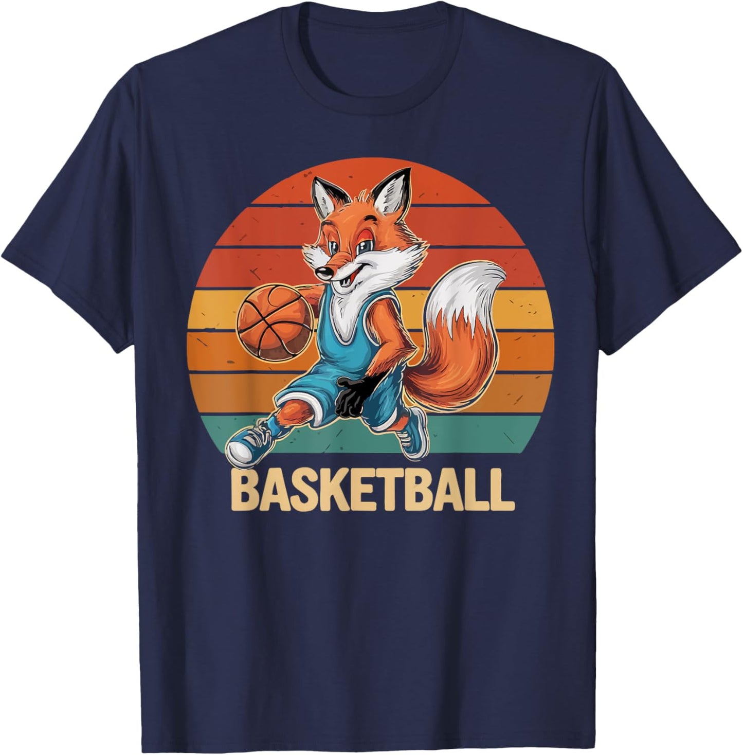 Vintage The fox Playing Basketball The fox lovers basketball T-Shirt - T-Shirt | Navy