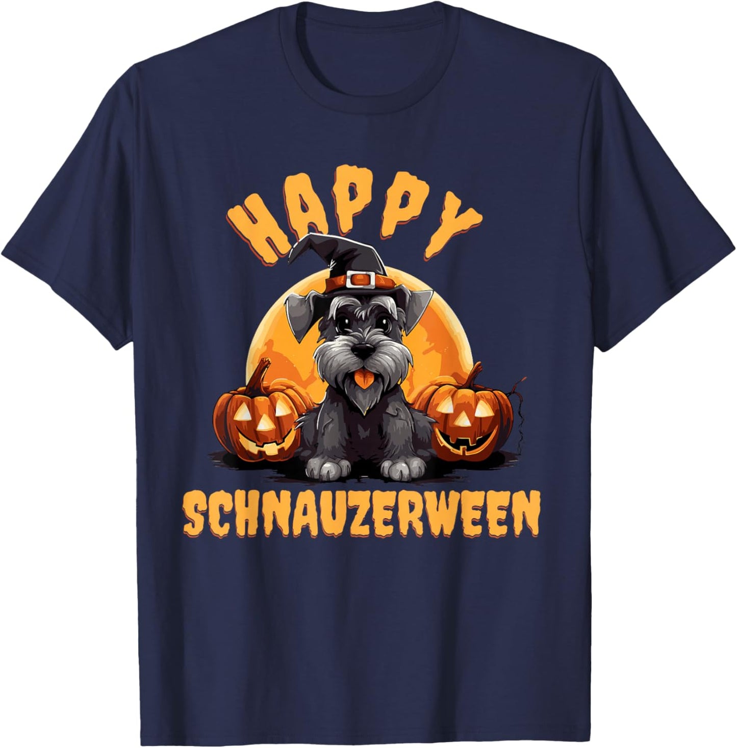 Happy Schnauzerween Schnauzer Halloween T-Shirt - T-Shirt | Navy
