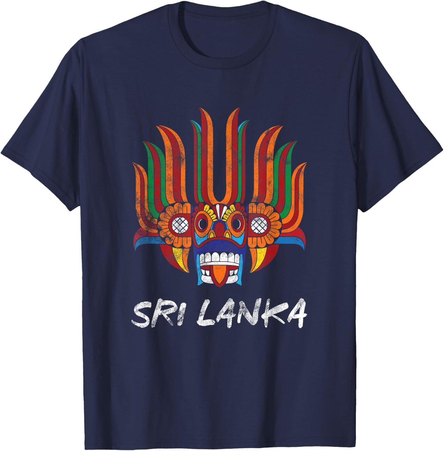 Sri Lanka Holiday Sri Lankan Tribal Festival Mask T-Shirt - T-Shirt | Navy