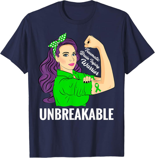 Traumatic Brain Injury Warrior TBI Awareness T-Shirt - T-Shirt | Navy