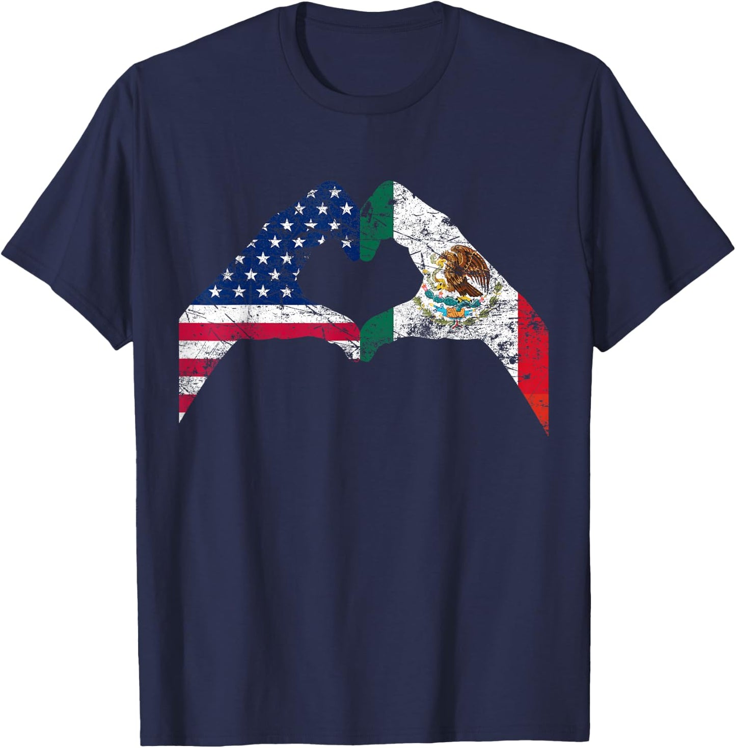America Mexico Flag Vintage Mexican Roots American T-Shirt - T-Shirt | Navy