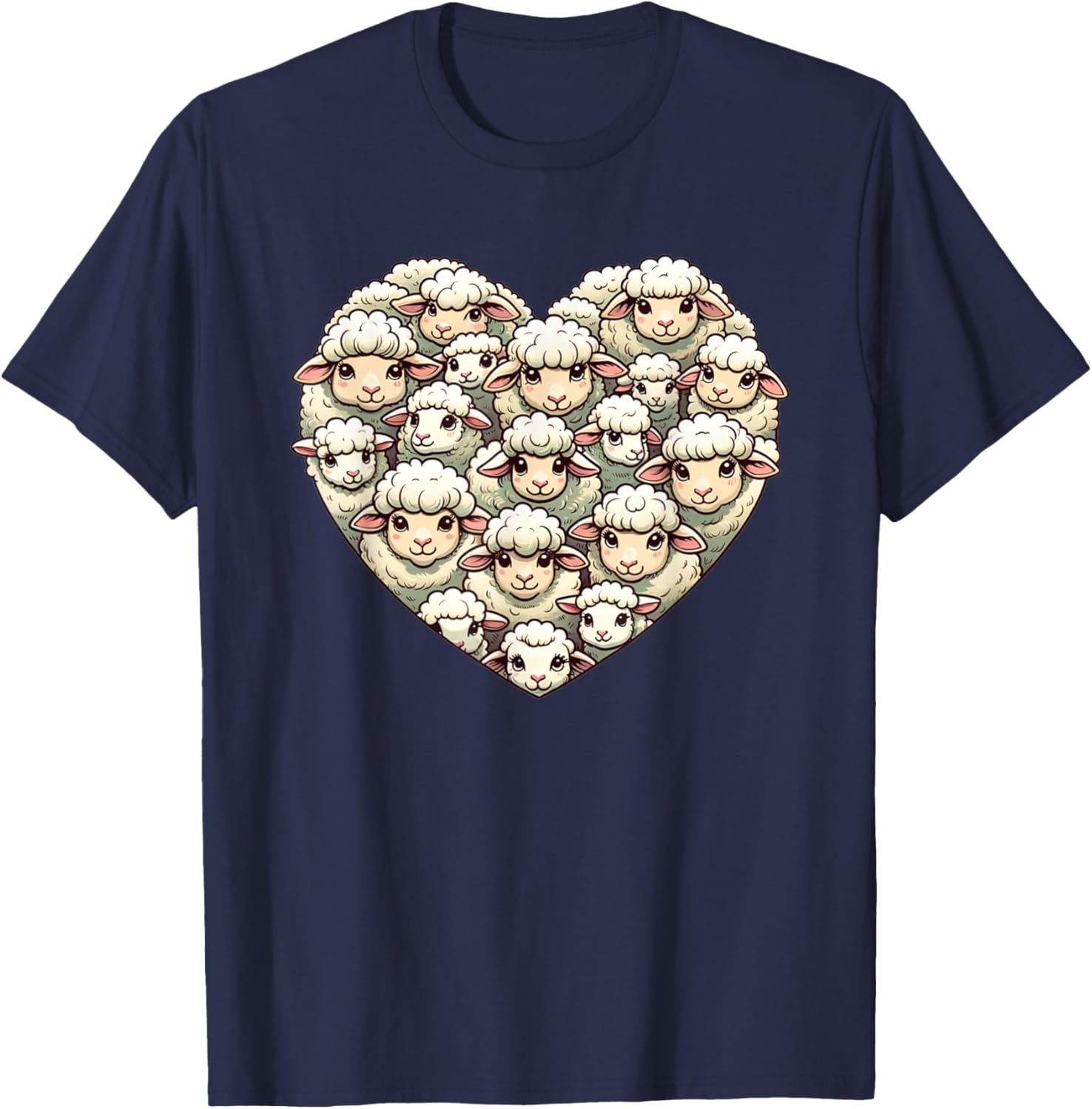 Lovely Sheeps Farm Animal Sheep Lover T-Shirt - T-Shirt | Navy