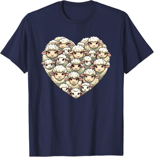Lovely Sheeps Farm Animal Sheep Lover T-Shirt - T-Shirt | Navy