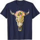 Bull Head Cattle Cow Skull I Western Skull T-Shirt - T-Shirt | Navy