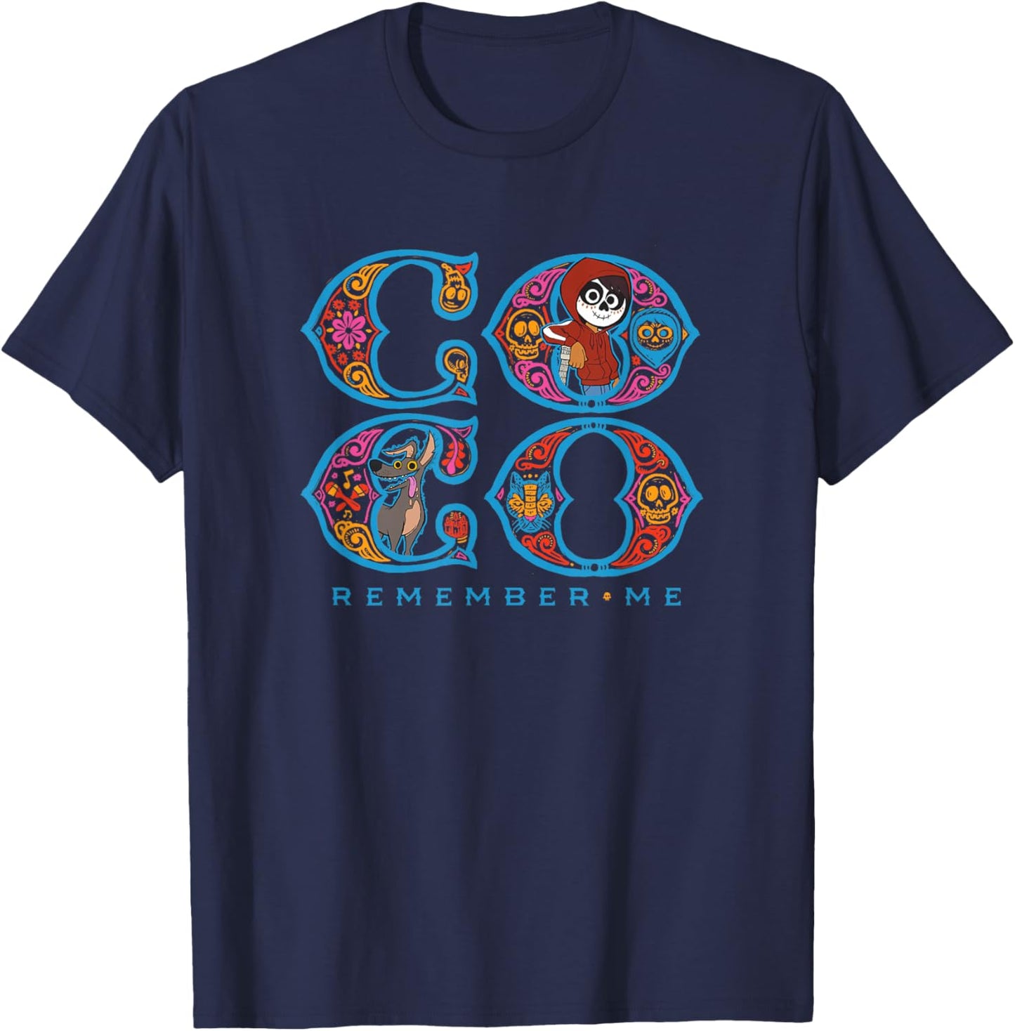 Disney Pixar Coco Miguel Dante Remember Me Chest Text Logo T-Shirt - T-Shirt | Navy
