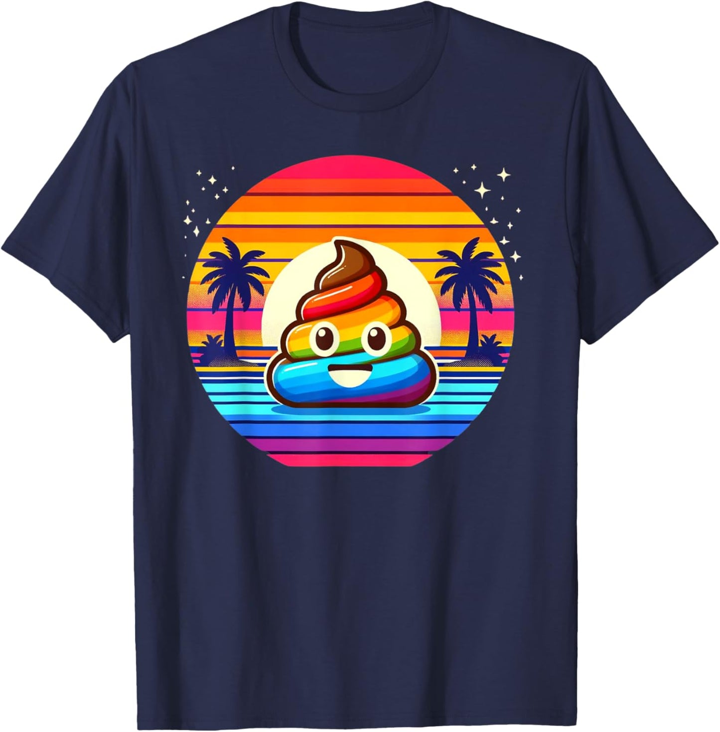Rainbow POOP EMOTICON Unicorn party favors Poo for Kids T-Shirt - T-Shirt | Navy