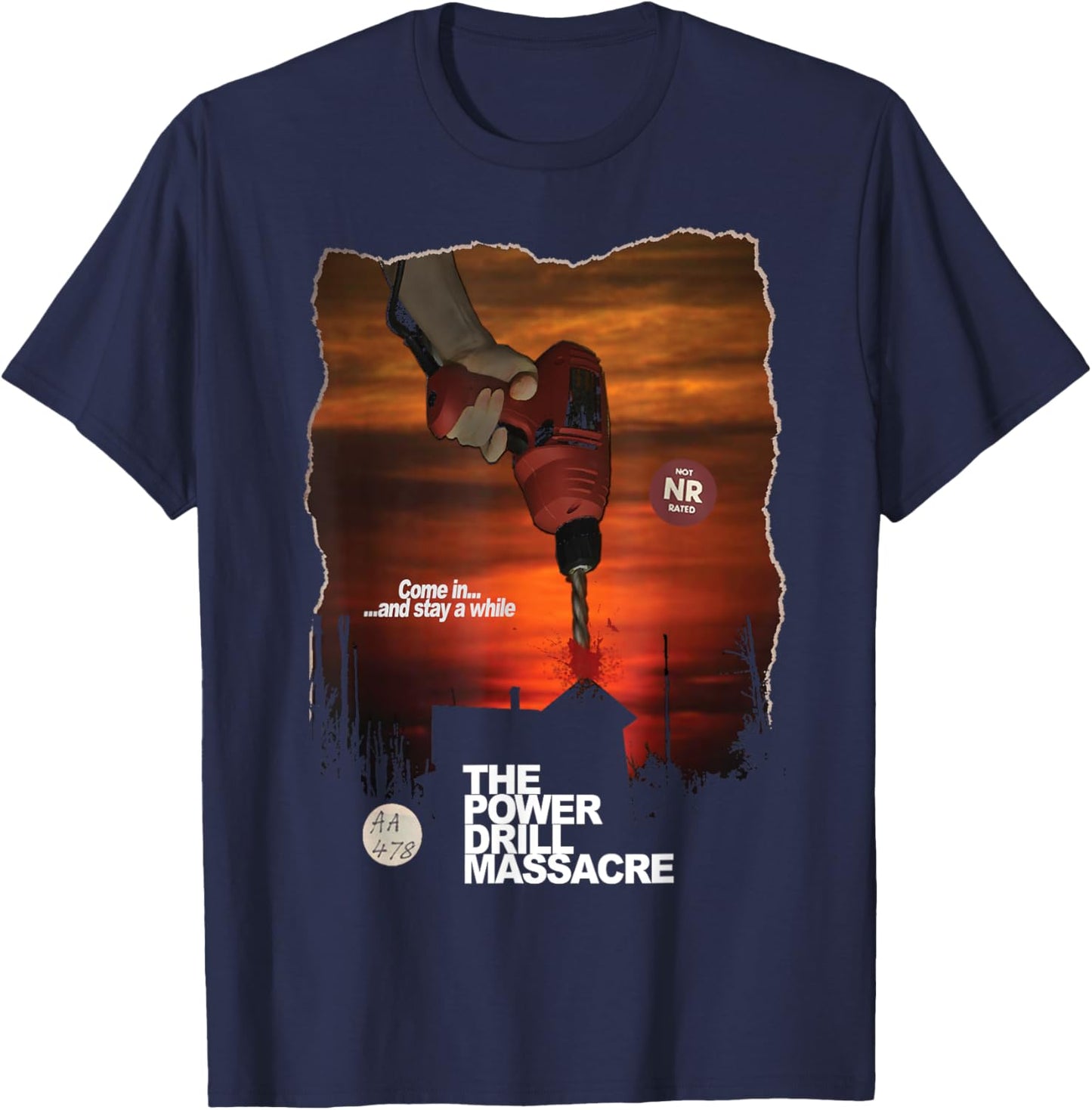 Power Drill Massacre Survival Horror Slasher Game T-Shirt - T-Shirt | Navy