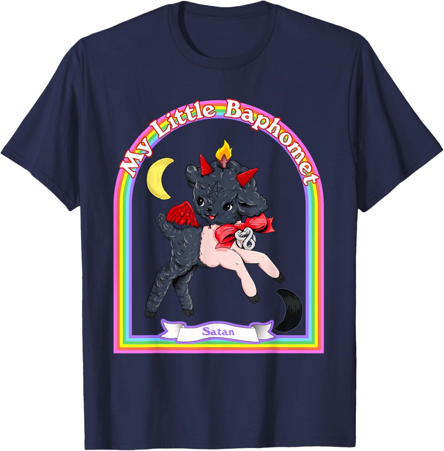 Baphomet Cute Satan Kawaii Retro Vintage Satanic Atheist T-Shirt - T-Shirt | Navy