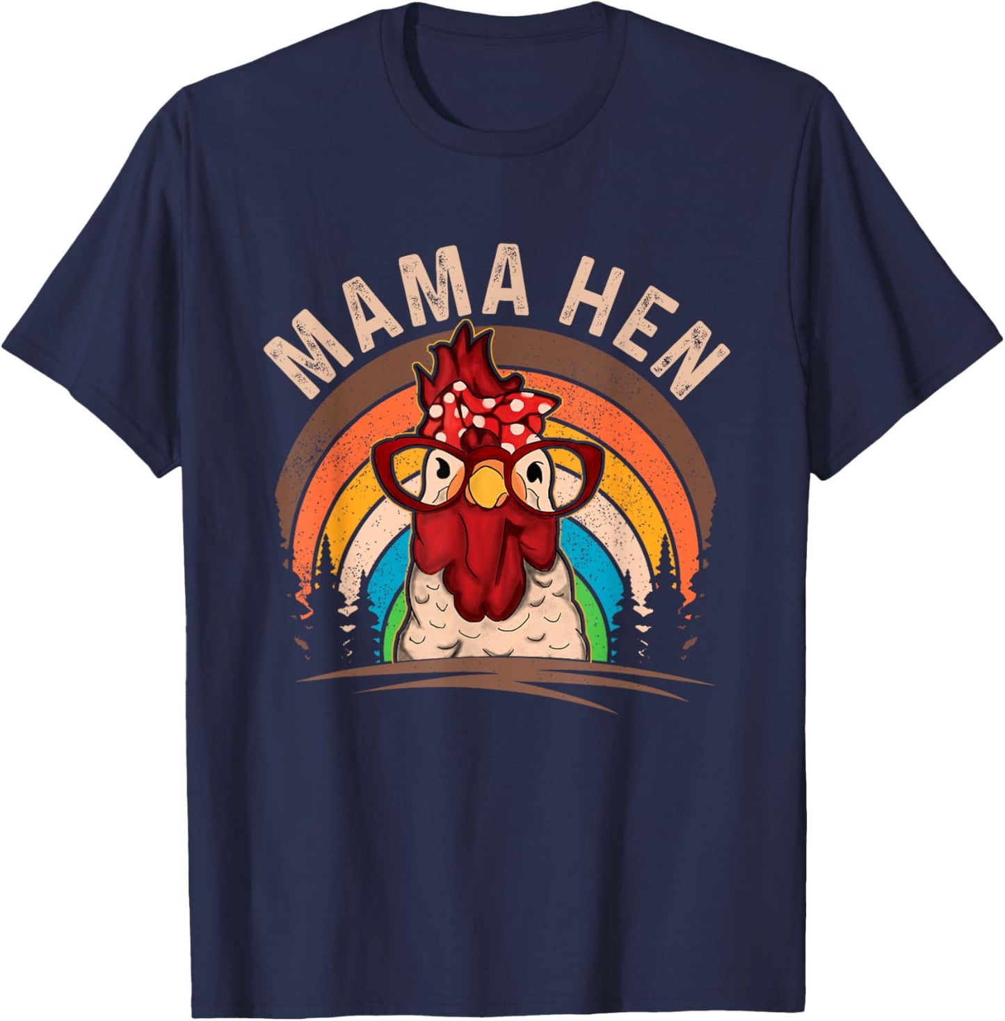 Mama Hen Vintage Retro Chicken Mom Chicken Lady Mother's Day T-Shirt - T-Shirt | Navy
