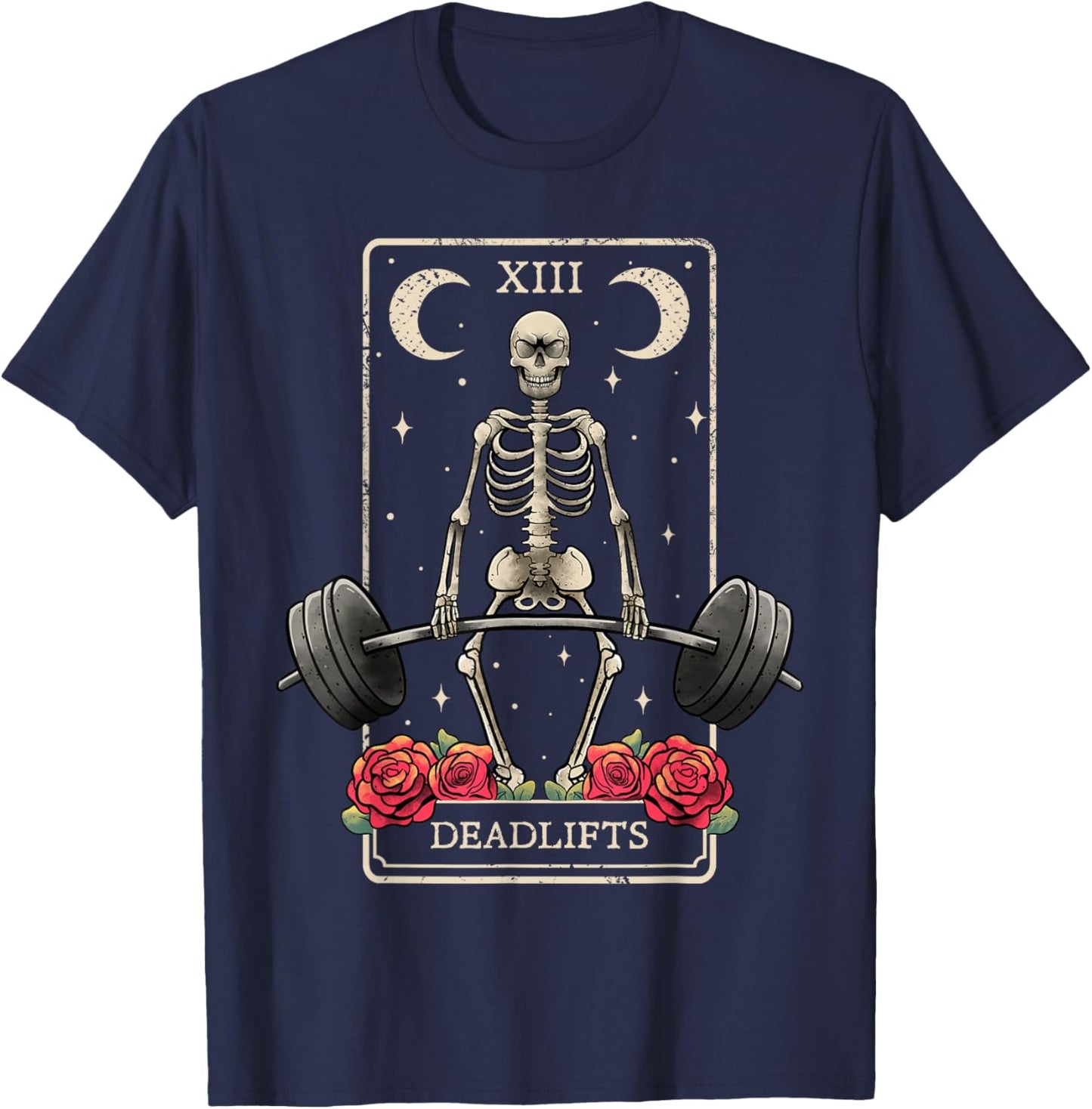 Deadlifts Tarot Card Occult Workout Esoteric Gothic Goth Gym T-Shirt - T-Shirt | Navy