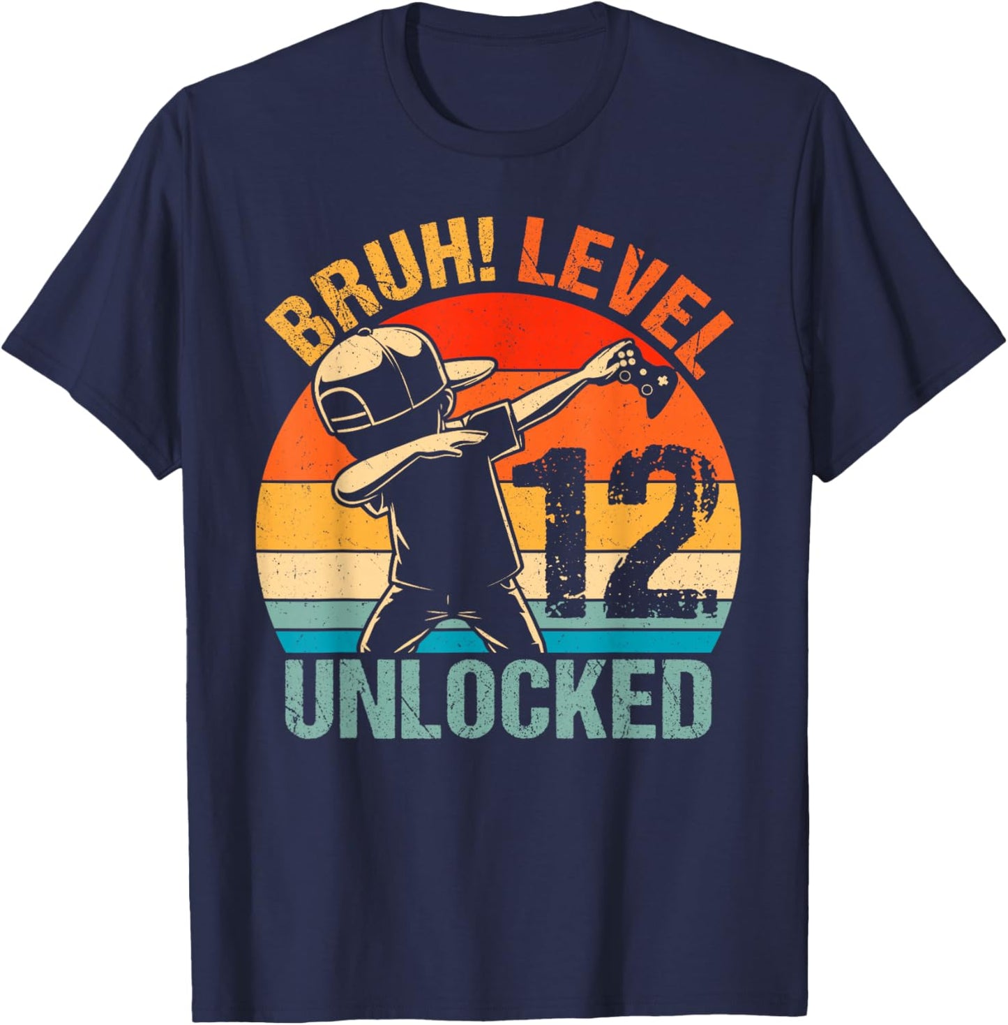 12 Years Old Birthday Dabbing Boy Bruh 12th Level Unlocked T-Shirt - T-Shirt | Navy