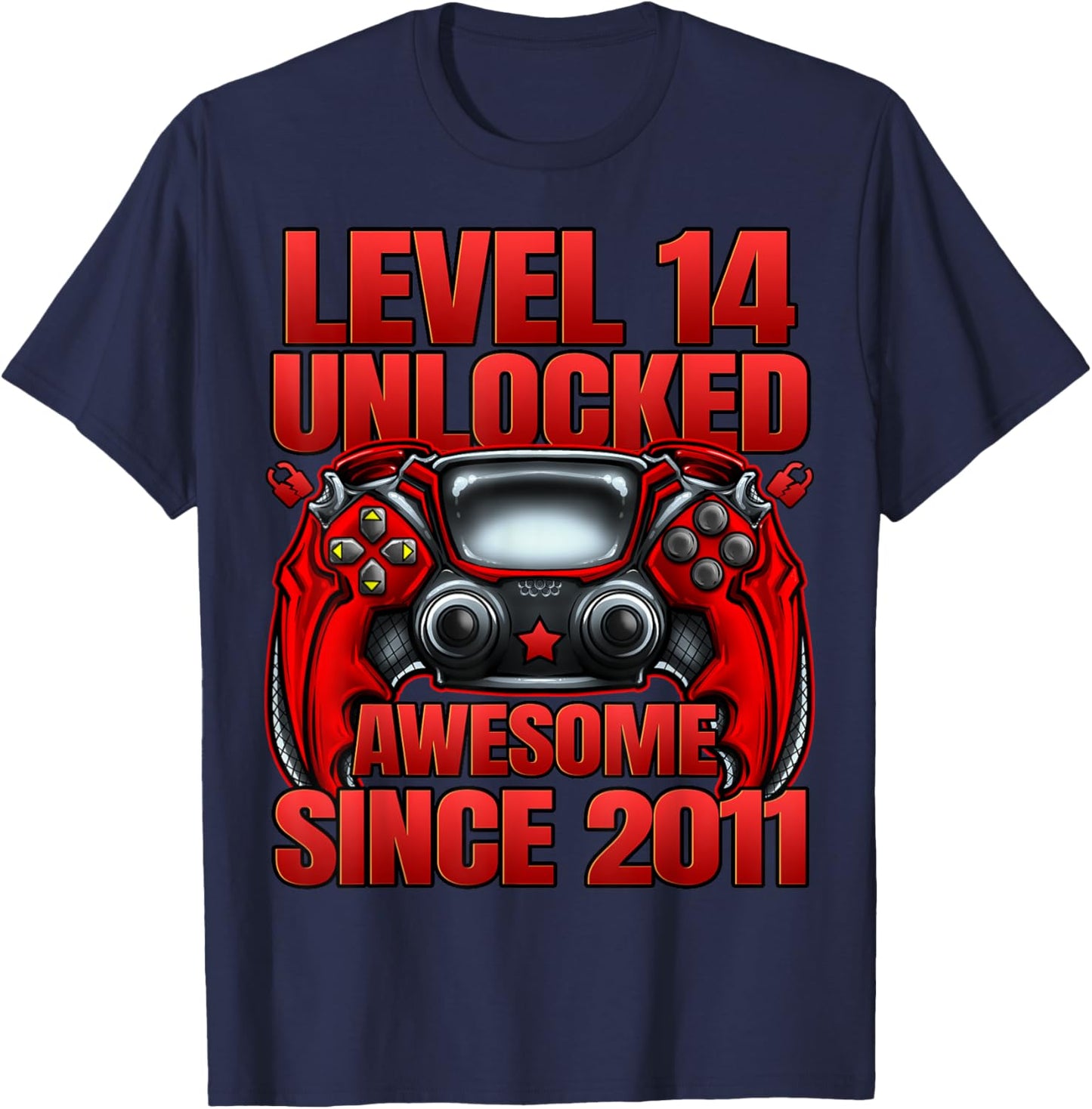 Level 14 Unlocked 14 Year Old Gifts Boys 14th Birthday Boy T-Shirt - T-Shirt | Navy