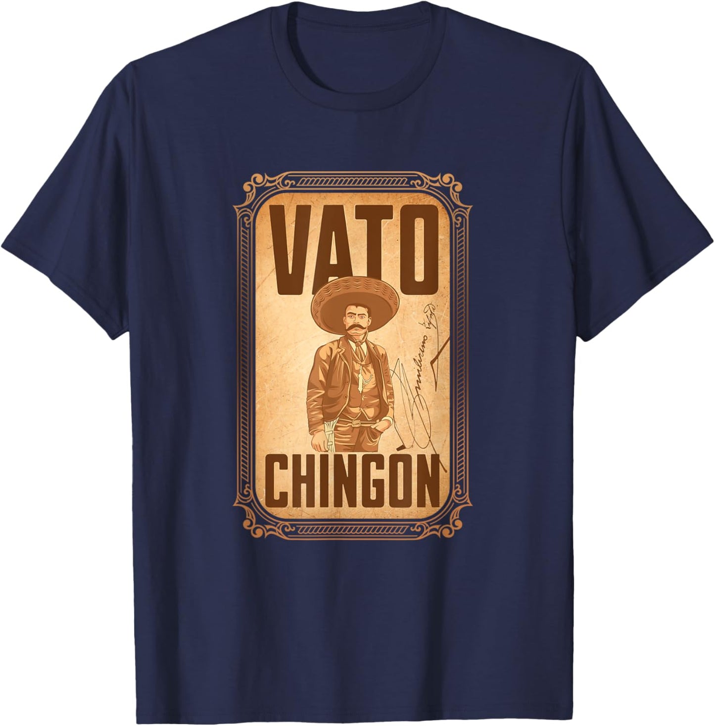 Vato Chingón. Emiliano Zapata portrait T-Shirt - T-Shirt | Navy